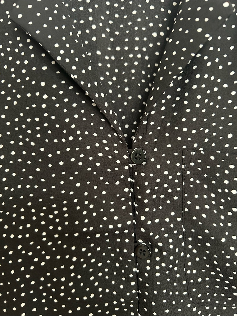 Lulu's Black Short-Sleeve Button Down with White Polka Dots - Picture 8 of 8